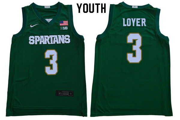 Youth Michigan State Spartans #3 Foster Loyer NCAA Nike Authentic Green College Stitched Basketball Jersey KO41Z65LW